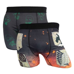 Boxers Attack on Titan Chibis And Military Branch Emblems 2 Pack Sublimated Boxer Briefs Mutli pack Attack on Titan Season 4 Anime