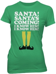 T-Shirts Elf Santa's Coming Junior T-Shirt Elf Movies
