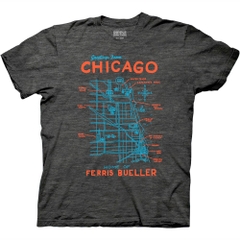 T-Shirts Ferris Bueller's Day Off Chicago Map T-Shirt Ferris Bueller's Day Off Movies