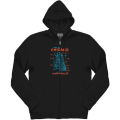 Hoodies and Sweatshirts Ferris Bueller's Day Off Chicago Map Zip Hoodie Ferris Bueller's Day Off Movies