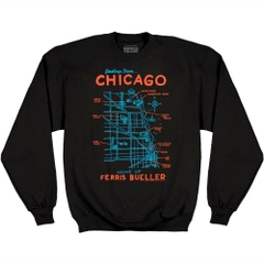 Hoodies and Sweatshirts Ferris Bueller's Day Off Chicago Map Sweatshirt Ferris Bueller's Day Off Movies