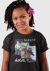 T-Shirts Naruto Shippuden Three Panels and Kanji Youth T-Shirt Naruto Shippuden Anime