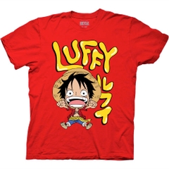 T-Shirts Chibi Luffy With Bubble Name And Kanji T-Shirt One Piece Anime