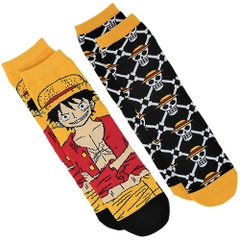 Socks One Piece Luffy & Skulls 2-Pack Novelty Socks One Piece Anime